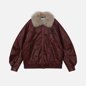 Aelfric Eden Detachable Collar Faux Leather Coat