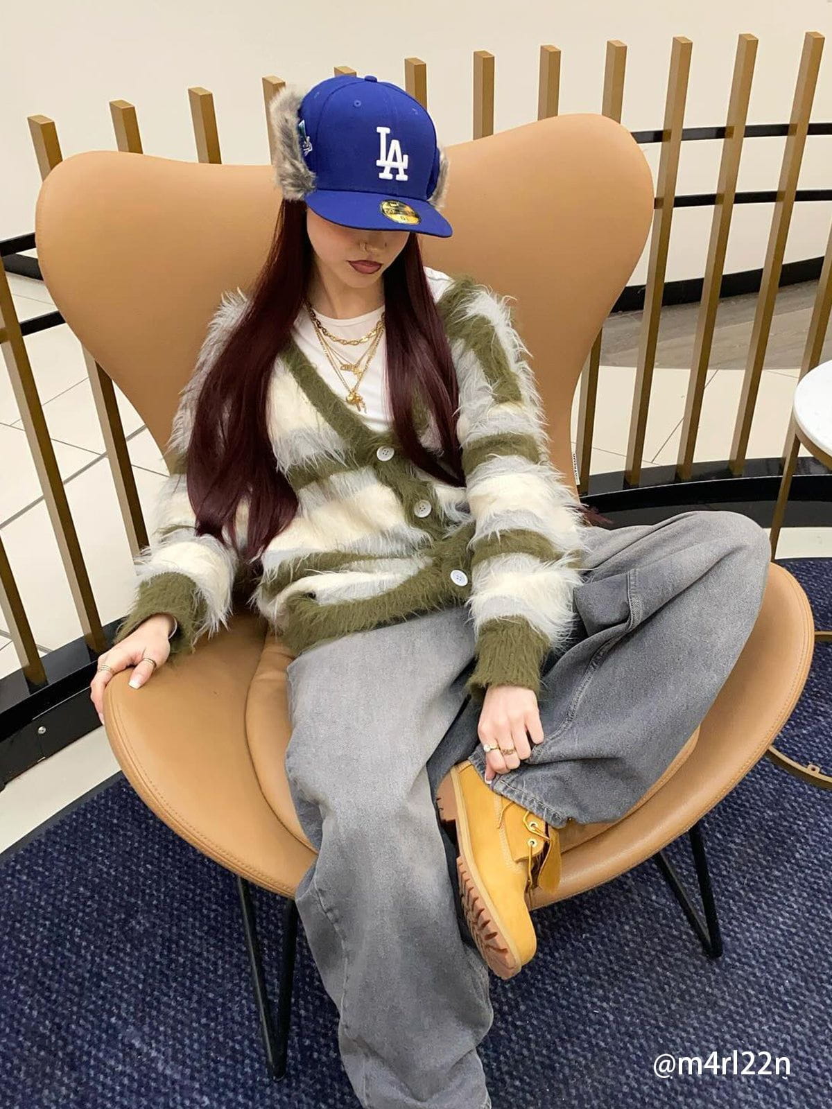 Aelfric Eden Color Block Striped Fuzzy Cardigan - Image 2