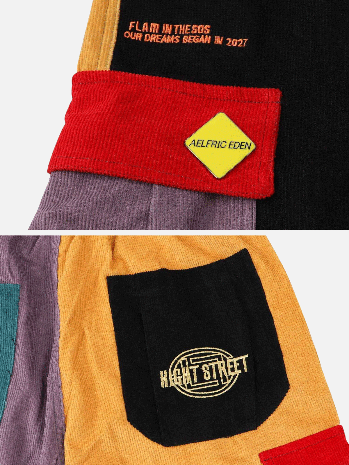 Aelfric Eden Back to 90's Patchwork Color Block Corduroy Pants - Image 6