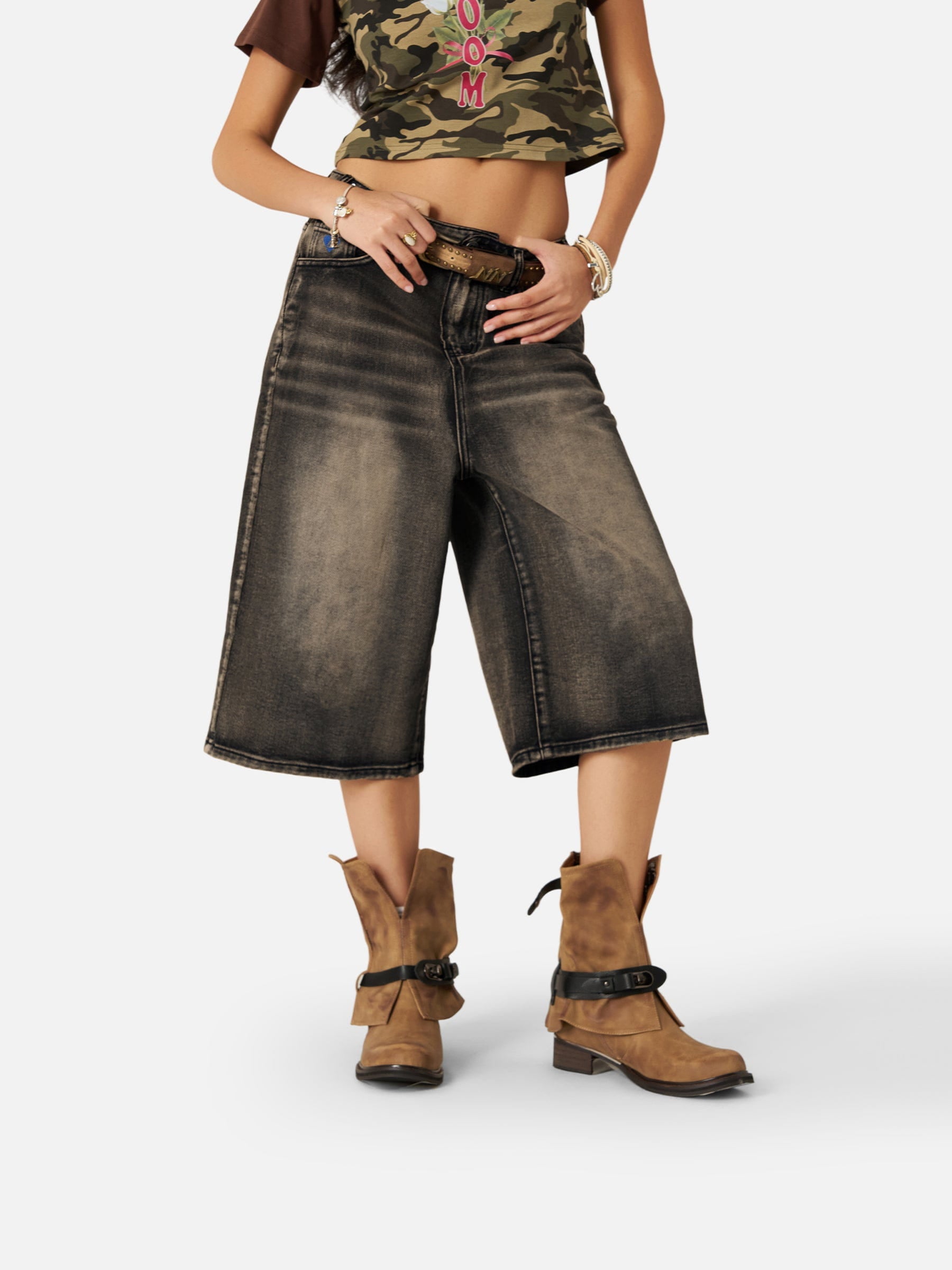 Aelfric Eden Vintage Washed Longline Jorts - Image 2